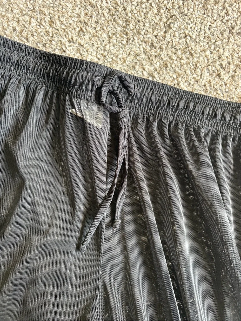 Jag Mesh Black Wide-Leg Track Pants with Rust Side Stripe Made in USA